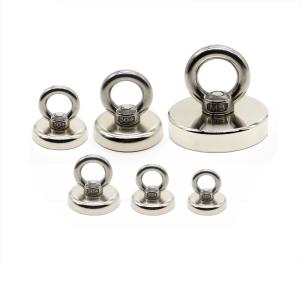 China Nickel Coated Neodymium Eyebolt Magnet Double Sided Fishing Magnet on sale