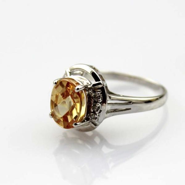 White Gold Plated 925 Silver Jewelry 8mmx10mm Oval Pink Cubic Zircon Ring(R0076)