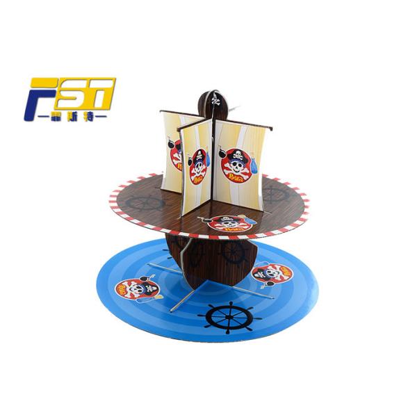 100% Recyclable 2 Tier Cardboard Cupcake Stand 4C Full Color Glossy / Matt Film