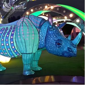 Handmade Silk Chinese Animal Lanterns Waterproof Rhino Shaped