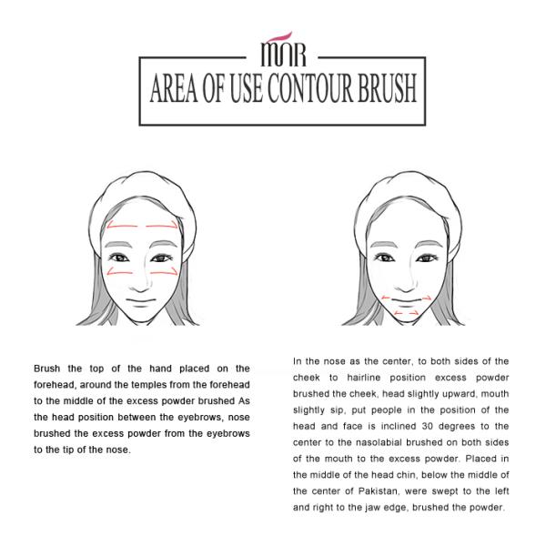 Wood Handle Brush Two Tone Nylon Hair Contour Makeup Brush White