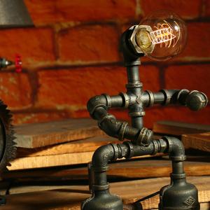 Vintage Iron Robot Table Lamp Living Room Art Deco E27 Retro Beside Lamp(WH-VTB