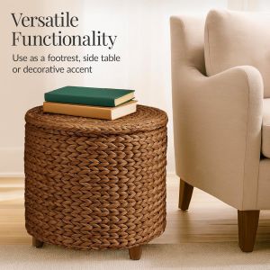 Tall Water Hyacinth Wicker Basket with Handles | Natural, Brown, Natural