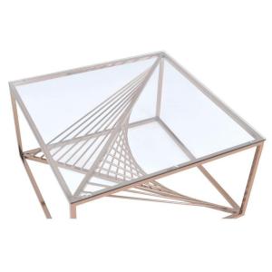 Metal Geometric Frame Coffee Table Console Table with Stainless Steel Base