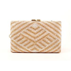 China Handmade Full Gold Crystal Rhinestone Evening Bags With Metal Frame on sale
