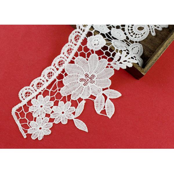 White Embroidery Guipure Lace Collar Applique With DTM Poly Milk Silk Azo Free