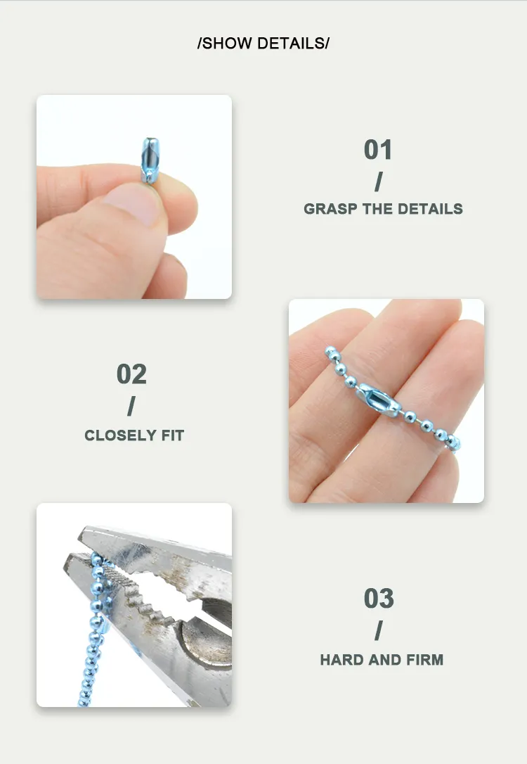 Customized Color Plated Steel Keychain , Bead Ball Dogtag Chain