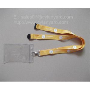 Quality Discount plastic badge holder lanyard with plastic breakaway, polyester ribbon, for sale
