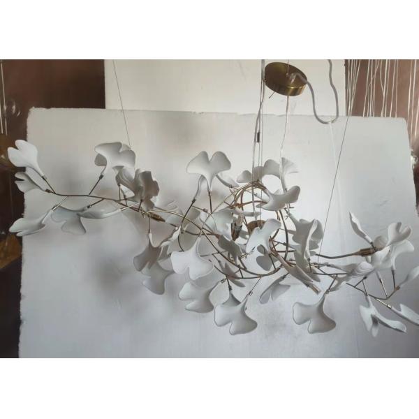 Restaurant Projects Large Custom Made Lamp White Ceramic Flower Pendant Light Leaf Chandelier