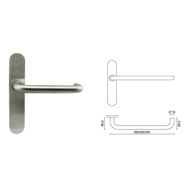 AISI304 SP07 EN1906 interior door handle Grade 3 door handles with long size plate