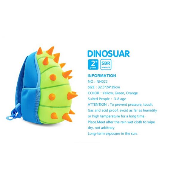 Yellow Dinosaur Toddler Backpack , Preschool Backpacks For Girls