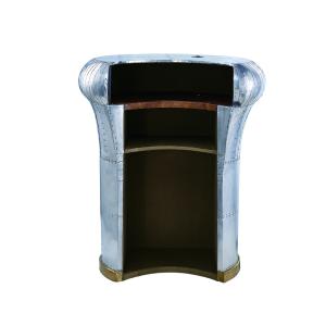 Antique Leather Counter Height Stools Aluminium / Brass Sheet Cover Full