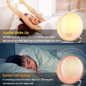 Snooze Colored 30 Levels Wake Up Alarm Clock Light Sunrise Simulation Sunset