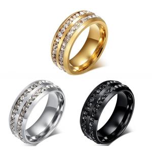 China Wedding Stainless Steel Eternity Band Geometric 8mm With Cubic Zirconia CZ Inlay on sale