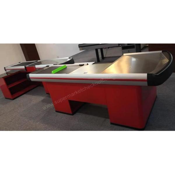 Red Electric Retail Outlet Cashier Checkout Counter / Automatic Cash Register