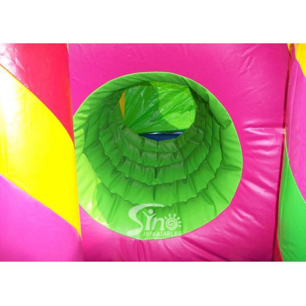 Outdoor Kids Inflatable Bouncy Castle With Slide And Pillars Inside Made Of Best Pvc Tarpaulin