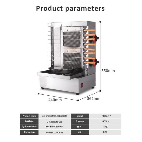 Gas Shawarma Machine 2 Burner Chicken Doner Kebab BBQ Grill Skewers Maker For Outdoor