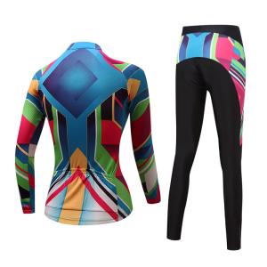 Female Jersey Long Sleeve Cycling Suit Cycling Clothing Suits Colorful