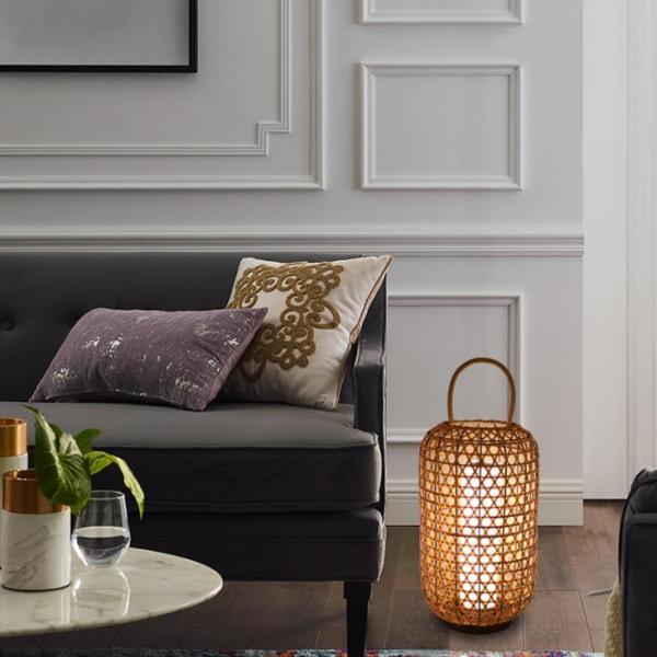 Waterproof Rattan Floor Lamp , Wicker Standing Lamp For Outdoor Balcony