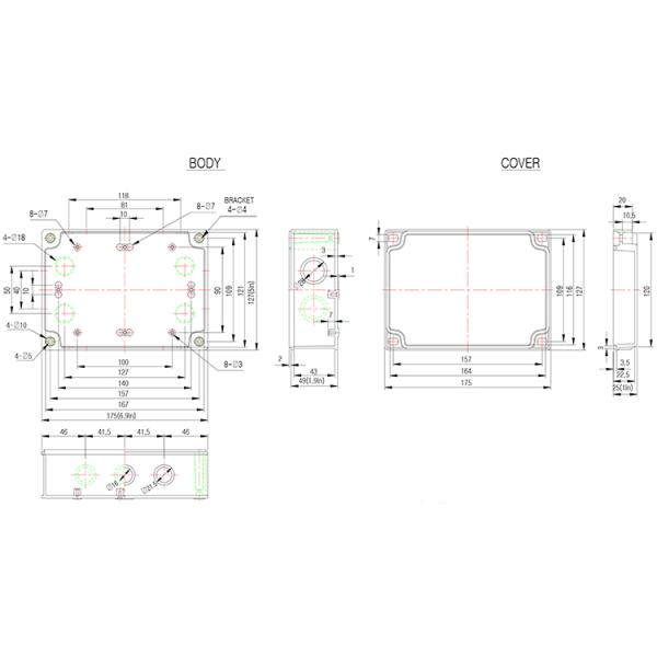 170x120x100mm hard plastic boxes plastic waterproof electronic enclosures