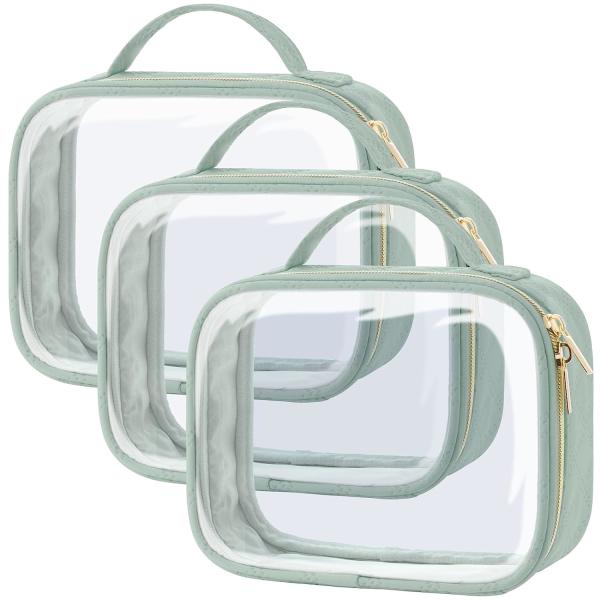 Buy Shockproof And Durable Clear Green Cosmetic Bags With Handle at wholesale prices