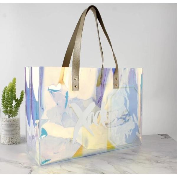 Female Holographic Transparent Handbags Beach bag Laser Clear PVC Tote Shopping