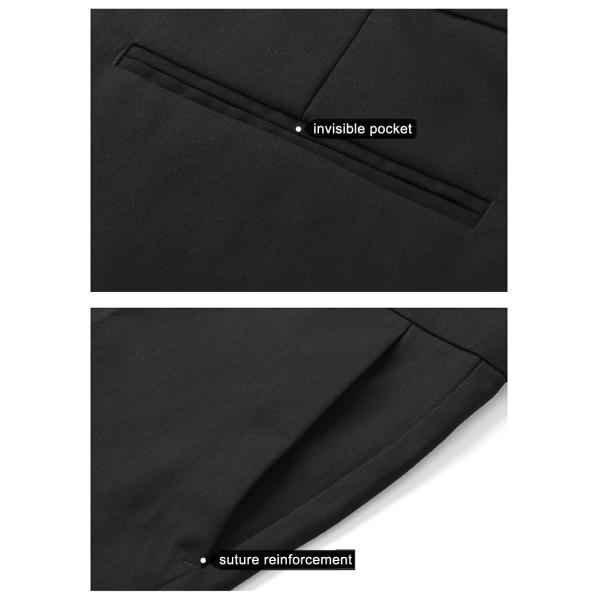 Men's Straight Pattern Khaki Side Pocket Short Shirt Formal Trousers Chino Mid Waist