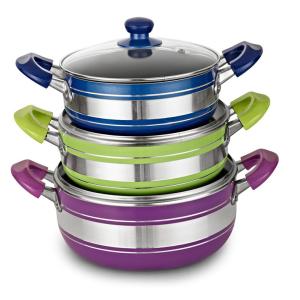 CIQ 3.0mm Thickness Alu Non Stick Soup Pot With Clear Lid