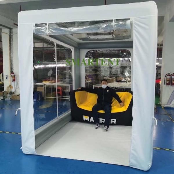 White Rectangle Inflatable Camping Tent 400D Oxford Air Pole Isolated Tent L3XW2XH2.2M