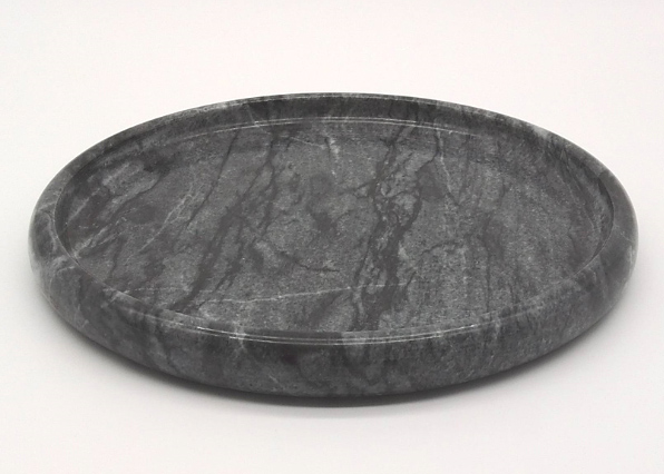Hotel Natural Round Marble Serving Tray Black Polished Environment Friendly