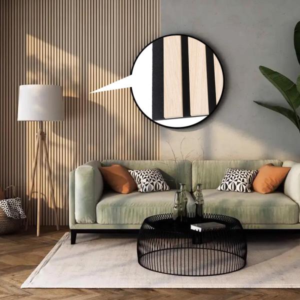 Buy Ceiling Natural Oak Acoustic Slat Wood Wall Panels Fire Retardant at wholesale prices