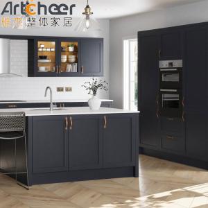 Custom Made Small Apartment Kitchen Cabinets with Crystallized Glass Panel