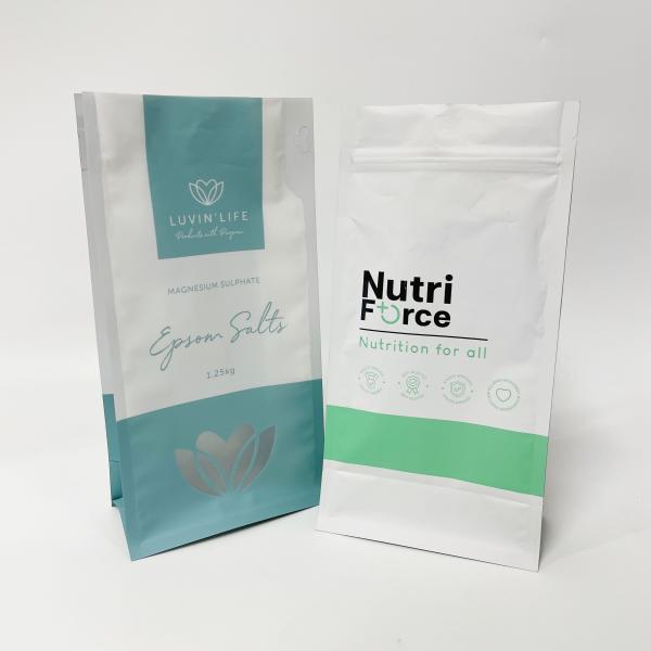 Custom 1kg Mylar Flat Bottom Bag Stand Up Zipper Pouches Reusable For Powder Packaging