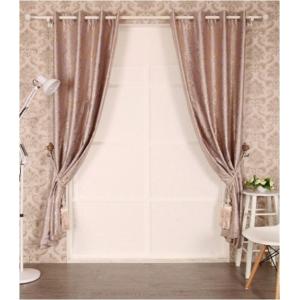 Embossed Black Out Window Curtain with Flocking