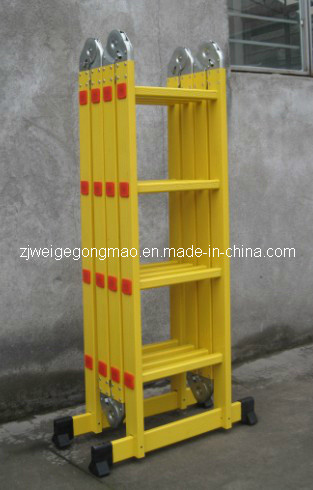 Buy Yellow Foldable 15.6ft 4x4 Aluminium Scaffolding Ladder at wholesale prices