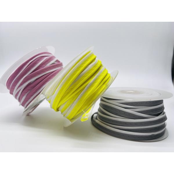 Custom Sew On Reflective Fabric Piping Strips Trims Headband For Clothes Bag Cap