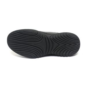 Rubber Outsole Mens Black Leather Sneakers For Sports