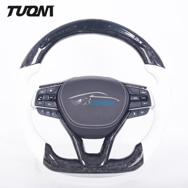 Honda Accord Forged Carbon Fiber Steering Wheel With LED Display White Leather