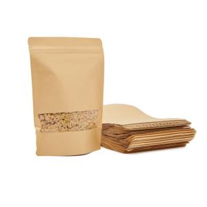 heat seal resealable kraft paper zip pouch bags with window