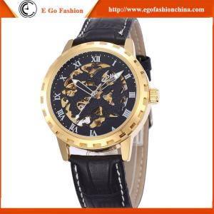 SH06 SHENHUA Luxury Leather Automatic Mechanical Skeleton Men Sport Wrist Watch