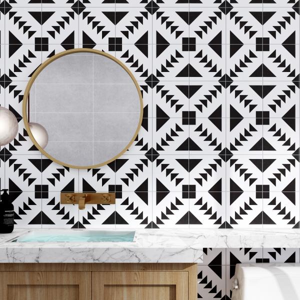 Black White Ceramic Rustic Tile 20x20cm AAA Grade Non-Slip