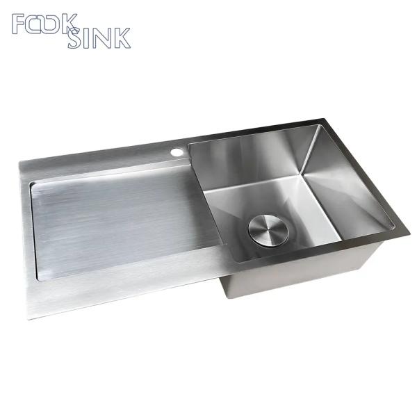 Latest Invention Above Counter Stainless Steel 304 Double Bowl Kitchen Sink With Drainboard