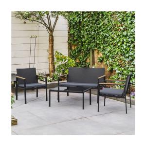 Balcony Lounge Outdoor Iron Metal Patio Furniture Set Mixed with Waterproof PE