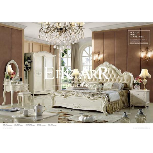 Buy 2017 newest Classic French style wooden soft leather bed at wholesale prices