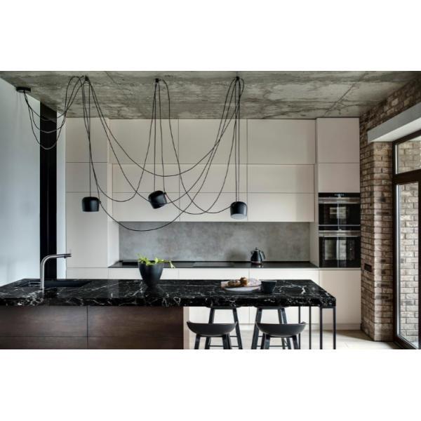 Polished Glazed Slab Marble Bathroom Vanity with Blanco Carrara Sintered Stone Top