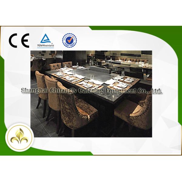 7 Seat Electric Induction Teppanyaki Grill Table Basic Configuration CE ISO9001 Certification