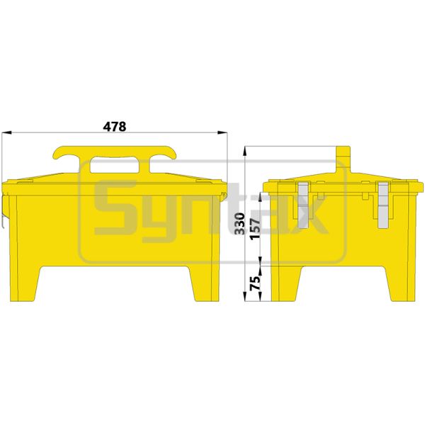 Dimension drawing of empty MP36 distribution box