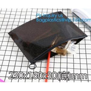 China slider zip lock black zip lock bag, nylon zipper pouch travel toiletry makeup PVC cosmetic bag, zipper and slider OEM or on sale
