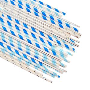 197mm 10mm Party Gold And White Striped Compostable Disposable Paper Straws