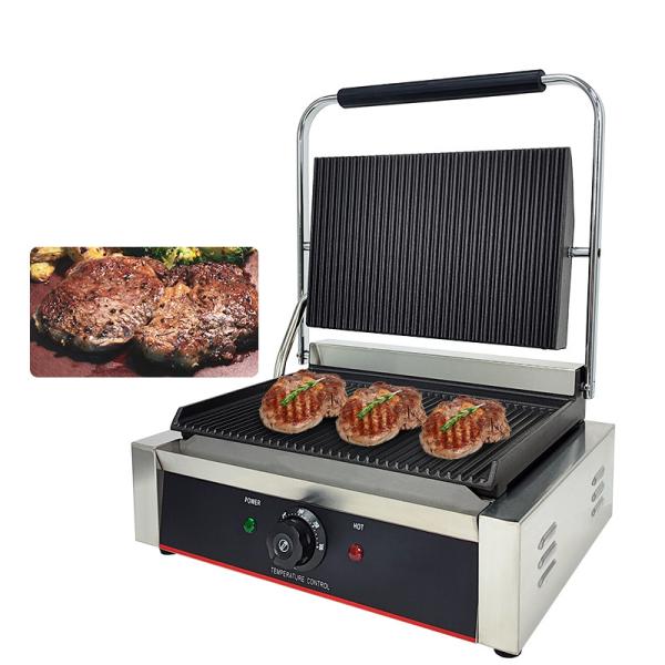 Buy 220v Electric Contact Grill with Full Grooved Plates and Dismountable Oil Collector at wholesale prices